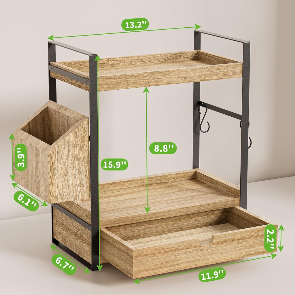 Aollewoiti Organizador de encimera de baño de 2 niveles con cajón y...