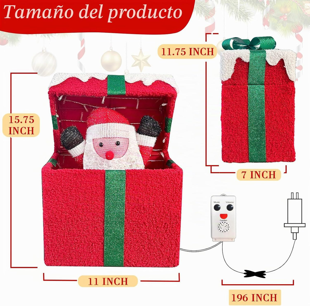 Decoraciones de Navidad para interiores Caja de regalo iluminada co...