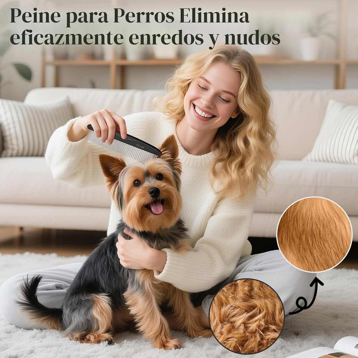 2 PCS Cepillo Slicker Autolimpiante y Peine para Perros - Herramien...