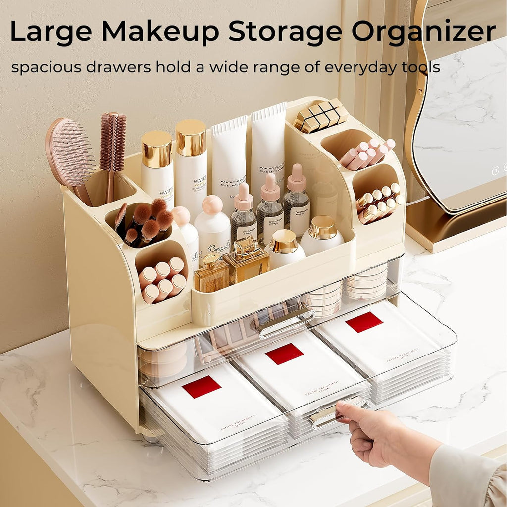 UFORU Organizador de maquillaje para encimera con 2 cajones grandes...