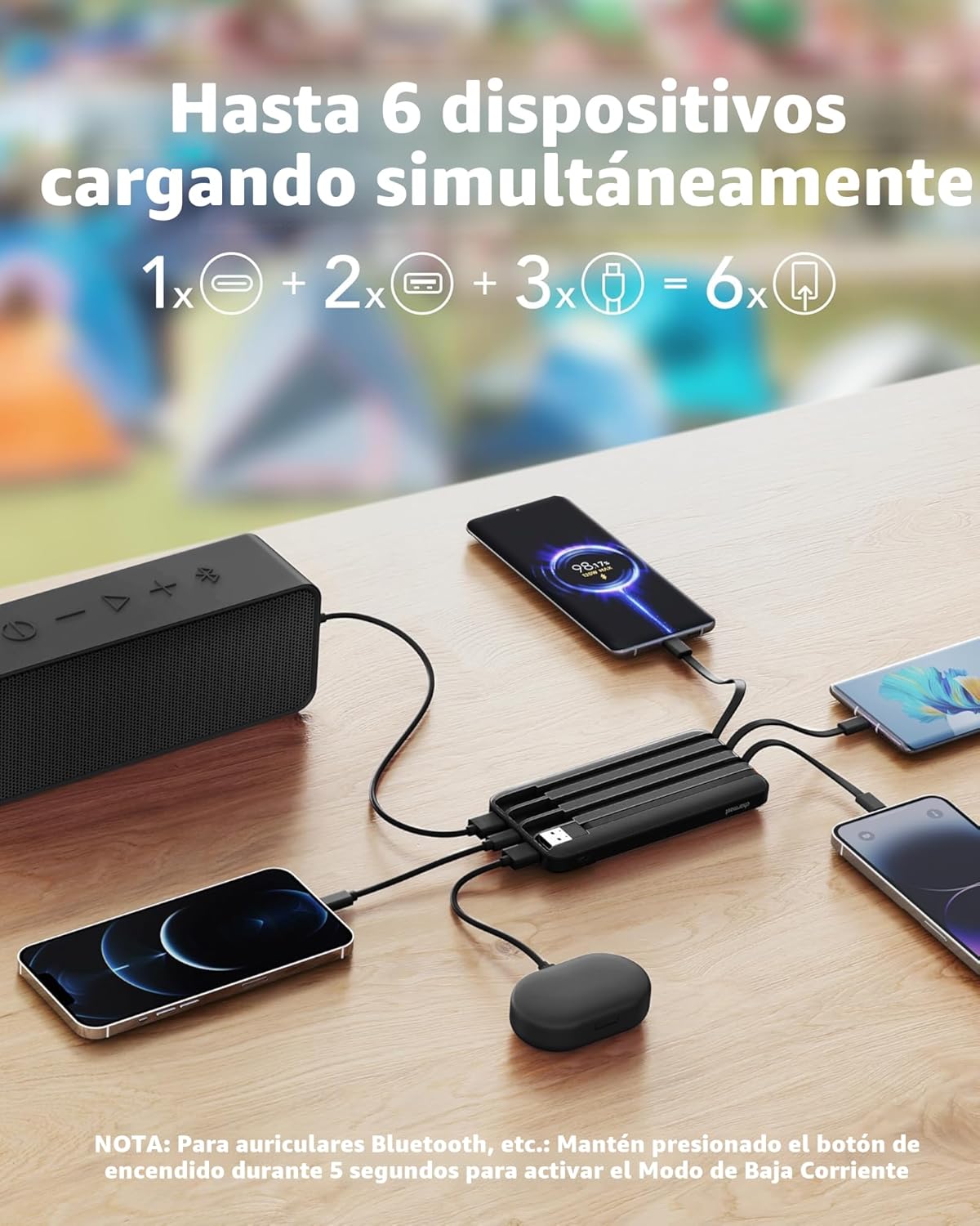 Cables incorporados del cargador portátil charmast, banco del poder...