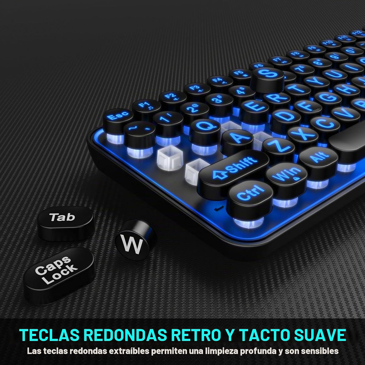 QUASIO Teclado retroiluminado de impresión grande, teclados de comp...