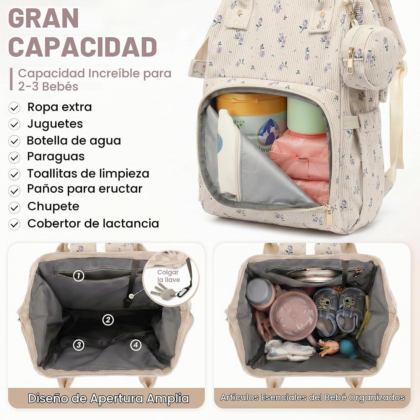 Lrenagao Mochila para pañales de bebé para mamá y papá, bolsa de pa...