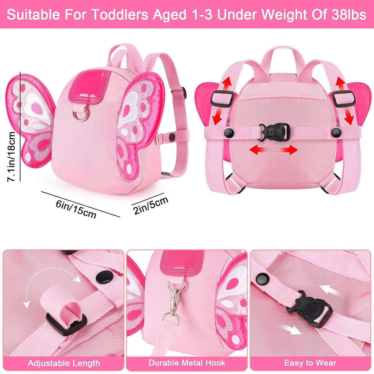 Accmor Arnés para niños pequeños, mochila con correa, lindas mochil...