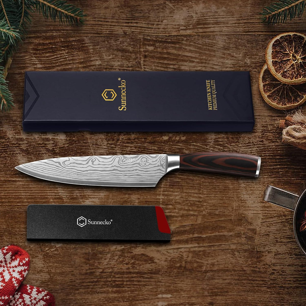 Sunnecko Cuchillo de chef de 8 pulgadas, cuchillo de cocina ultra a...