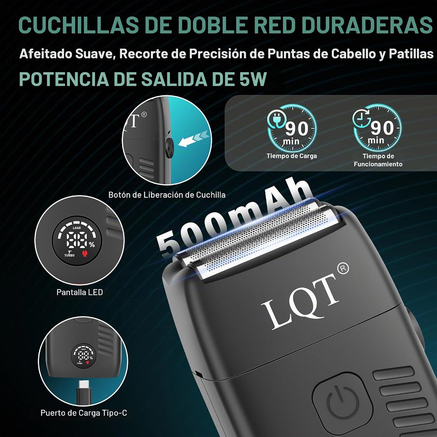 Cortapelos para hombres con pantalla LED, kit de aseo inalámbrico d...