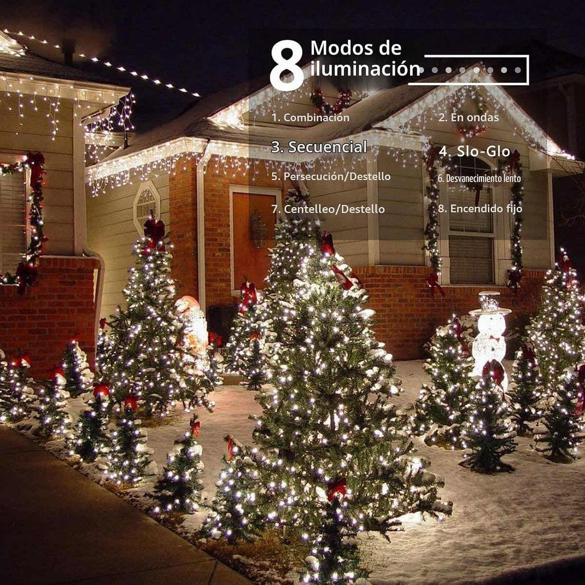 Brizled Luces navideñas blancas para exteriores, mini cadena de luc...