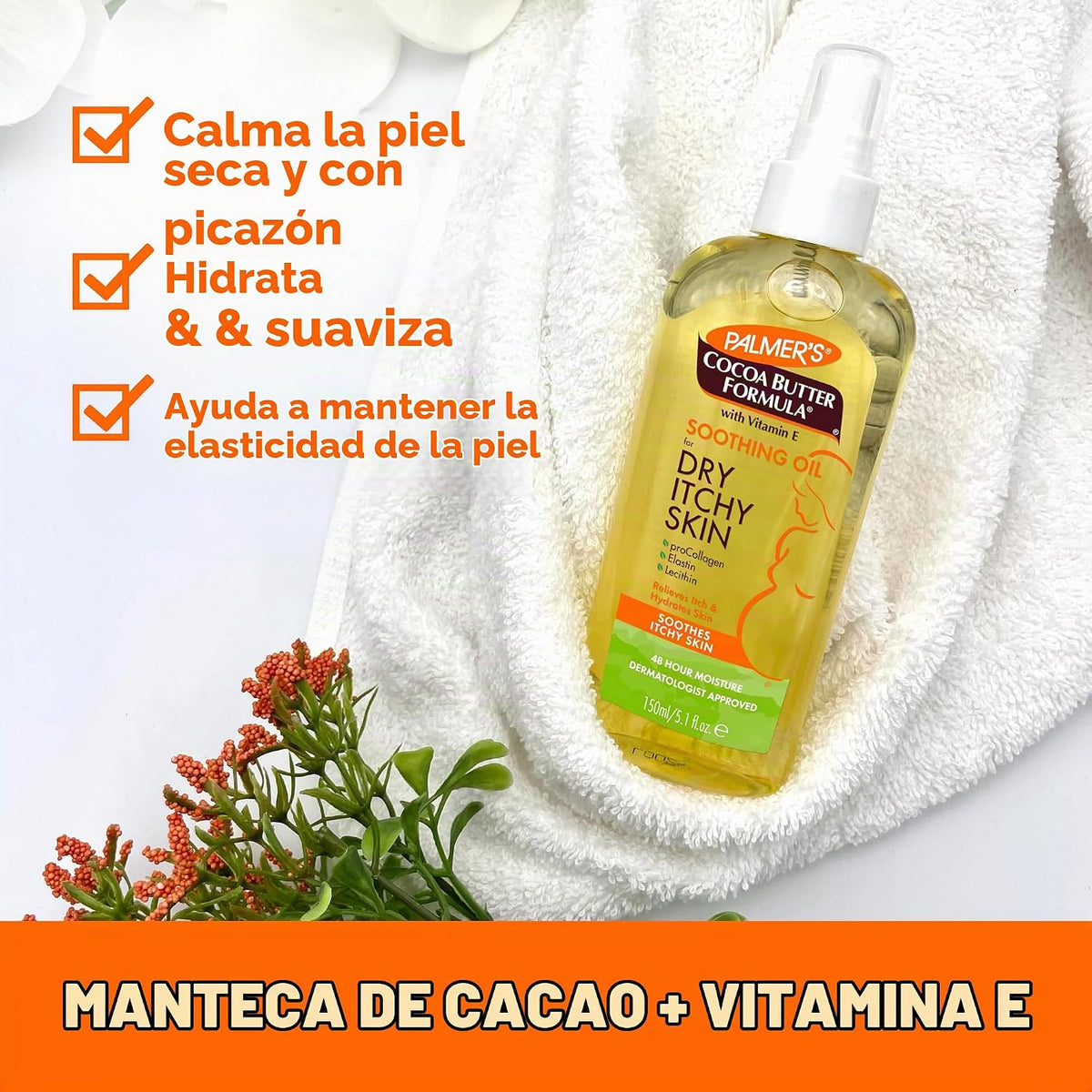 Palmer's Aceite calmante de fórmula de manteca de cacao con vit...