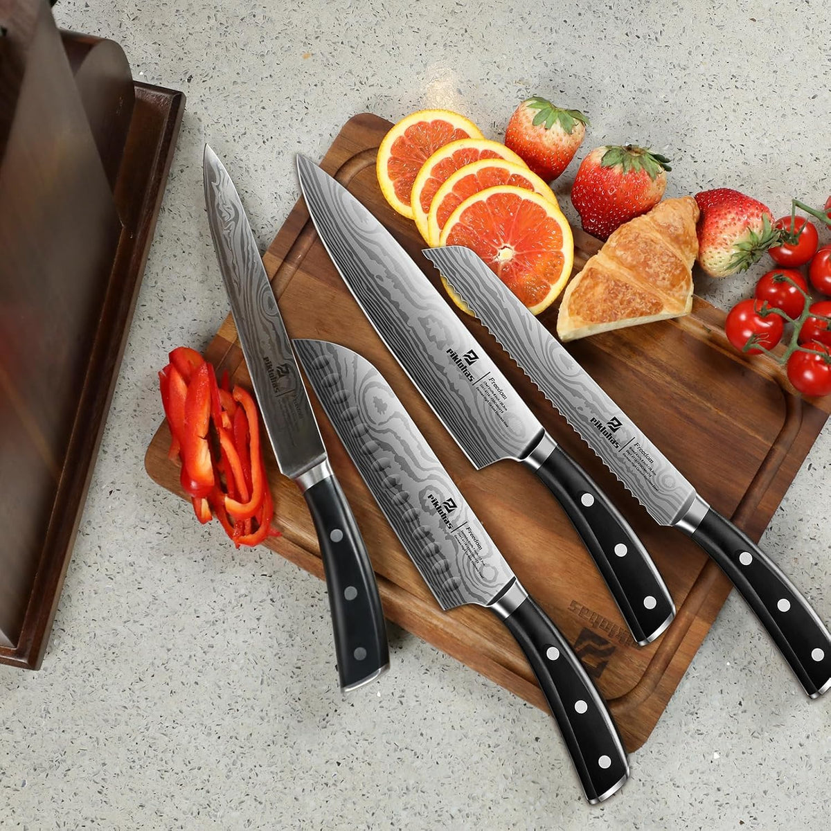 Piklohas Juego de cuchillos para cocina con bloque, 17 piezas con s...
