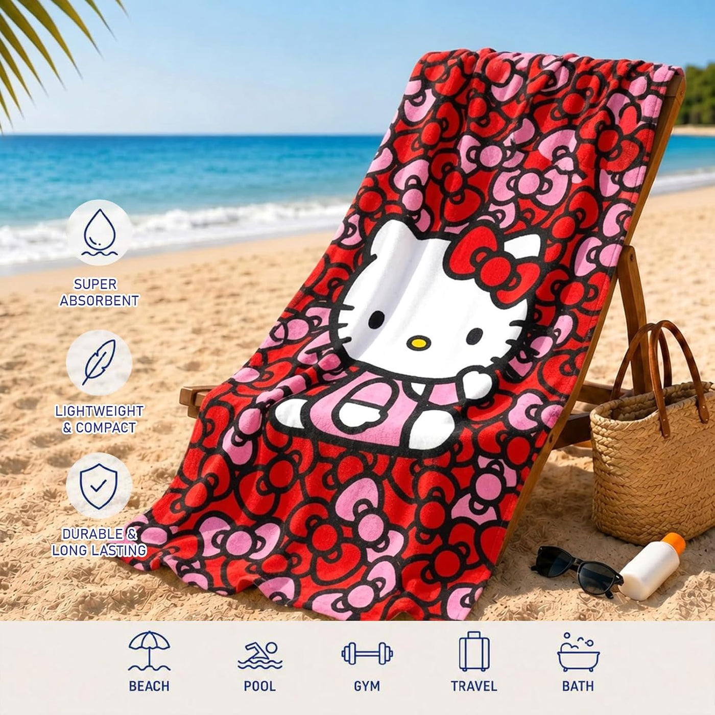 Sanrio Paquete de 3 toallas de playa \u2013 Paquete con 30 x 60 pul...