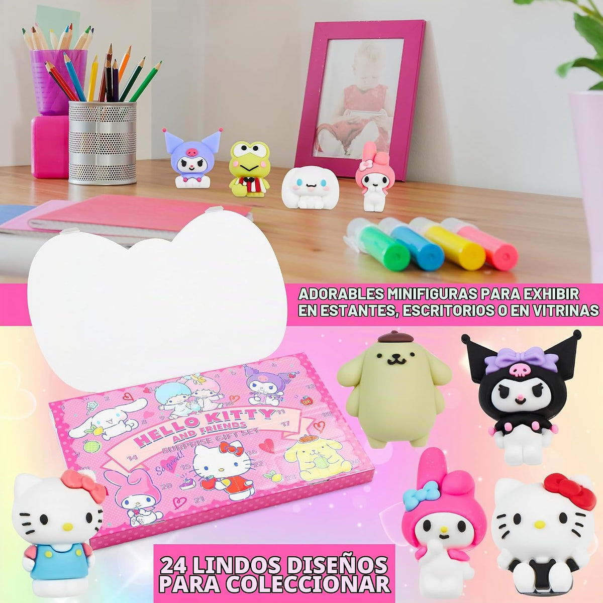 Caja de figuras sorpresa de Hello Kitty y amigos con 24 piezas de f...