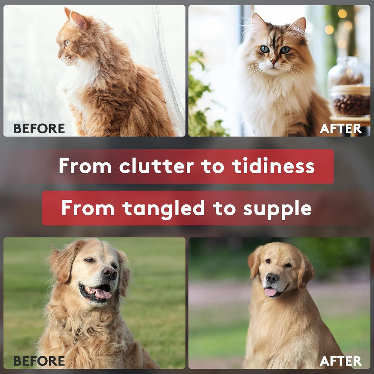 Tpotato Deshedding - Cepillo para perros de pelo largo y gatos, ras...