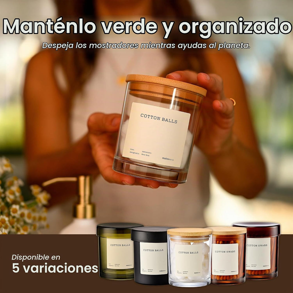 MaisoNovo Recipientes de baño de vidrio con tapas (hermético), sopo...