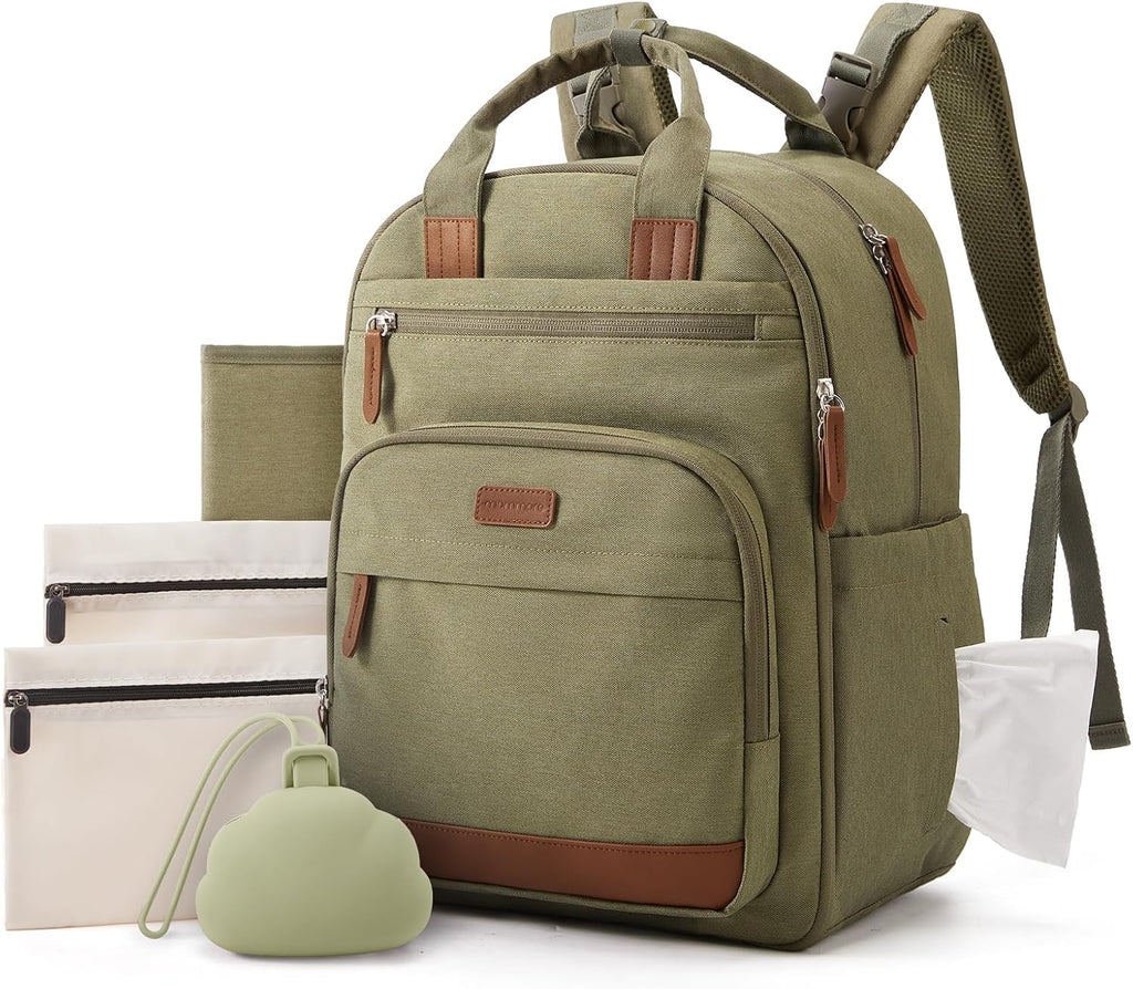 mommore Bolsa de pañales para bebé con cambiador impermeable, Verde...