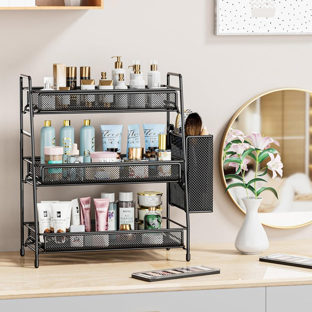 EKNITEY Organizador de encimera de baño con estante de 3 niveles -...