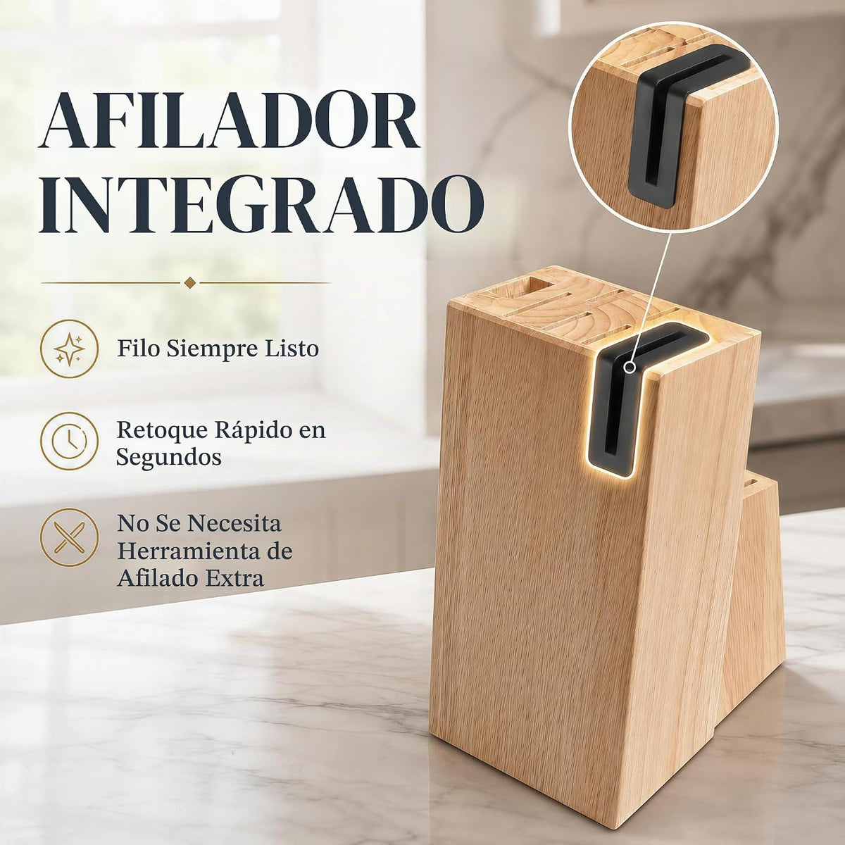 Juego de cuchillos con bloque afilador integrado, apto para lavavaj...