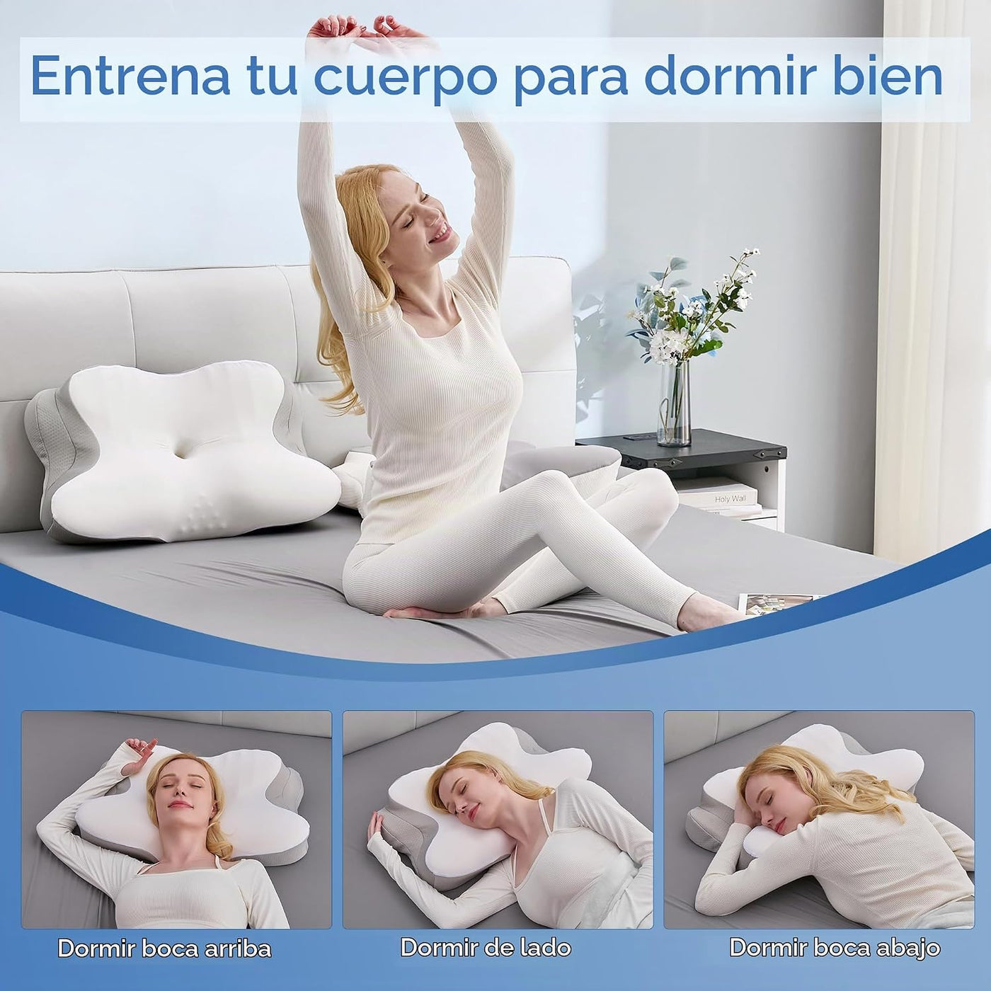 BDEUS Almohada cervical cervical para dormir, almohada ergonómica d...