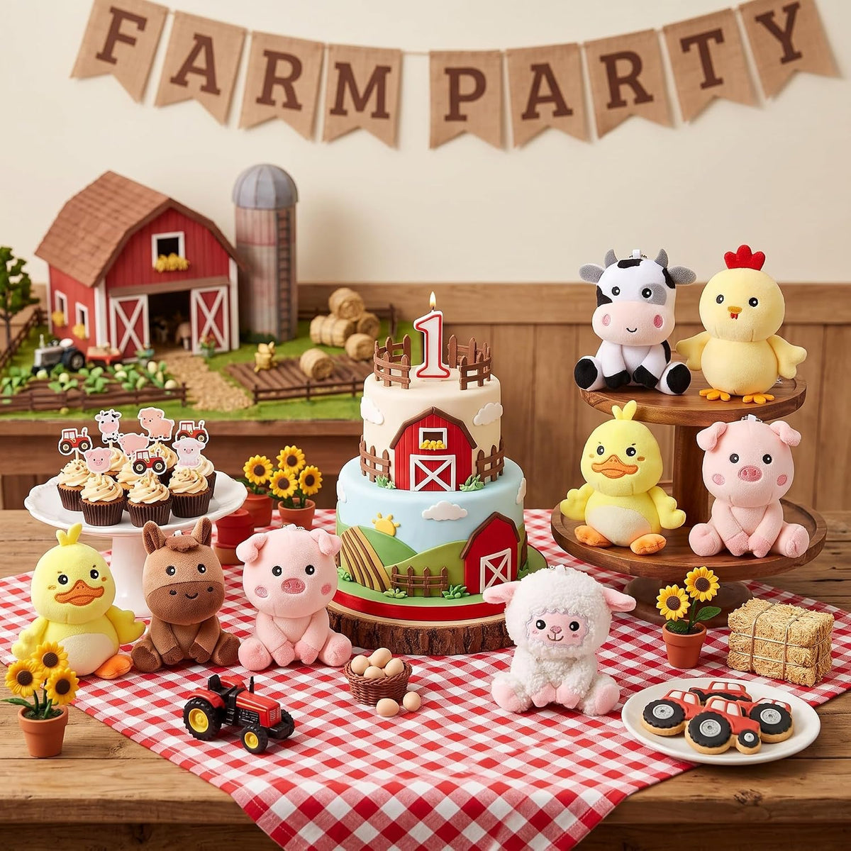 Aoriher 6 piezas de animales de peluche de granja de 4 pulgadas, an...