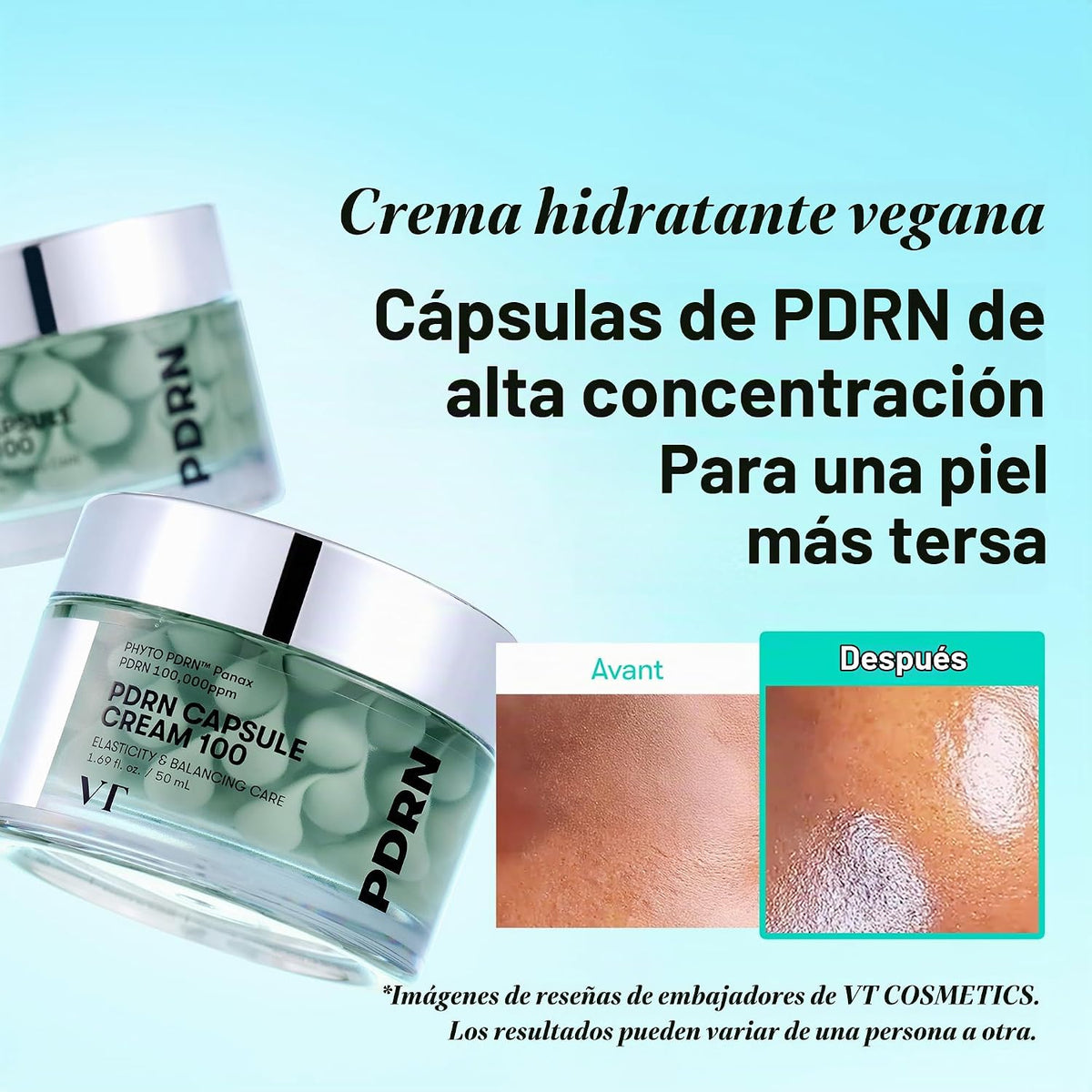 VT COSMETICS PDRN Crema Cápsula 100, 1.69 fl. onz.  | Hidratante fa...