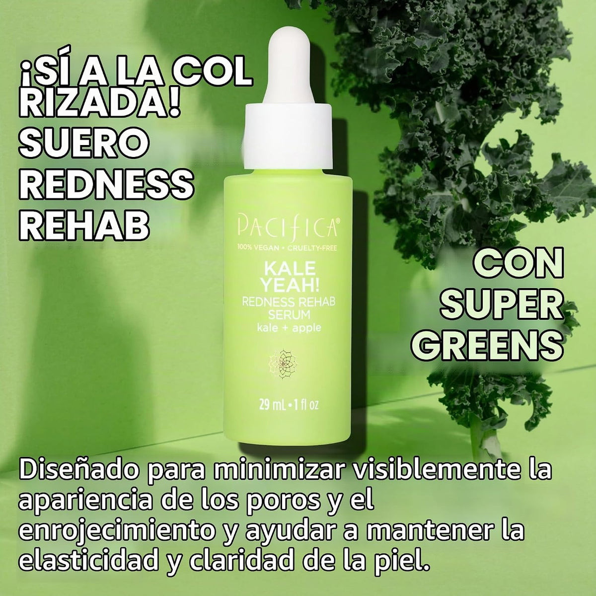 Pacifica Kale Yeah! Suero de rehabilitación de enrojecimiento, niac...