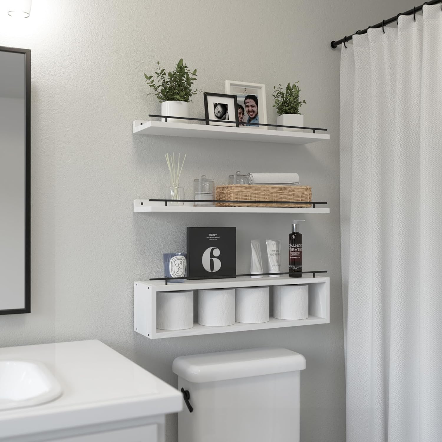 WOPITUES Estantes Flotantes para Pared de 24 Pulgadas con Estante d...