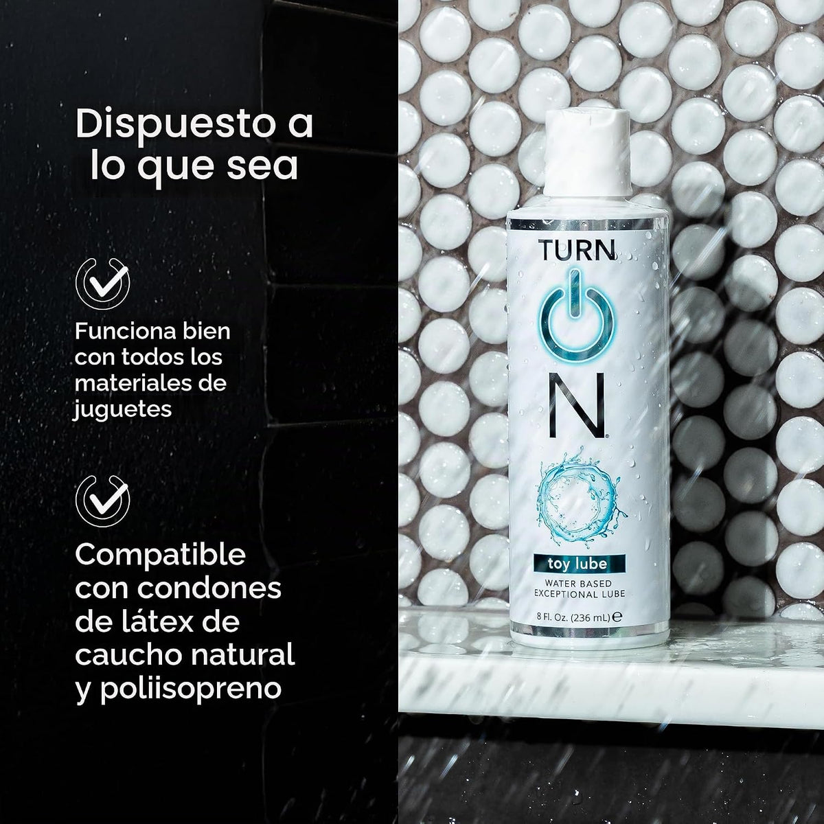 Turn On Lubricante a base de agua Toy-Safe, no mancha, fácil de lim...