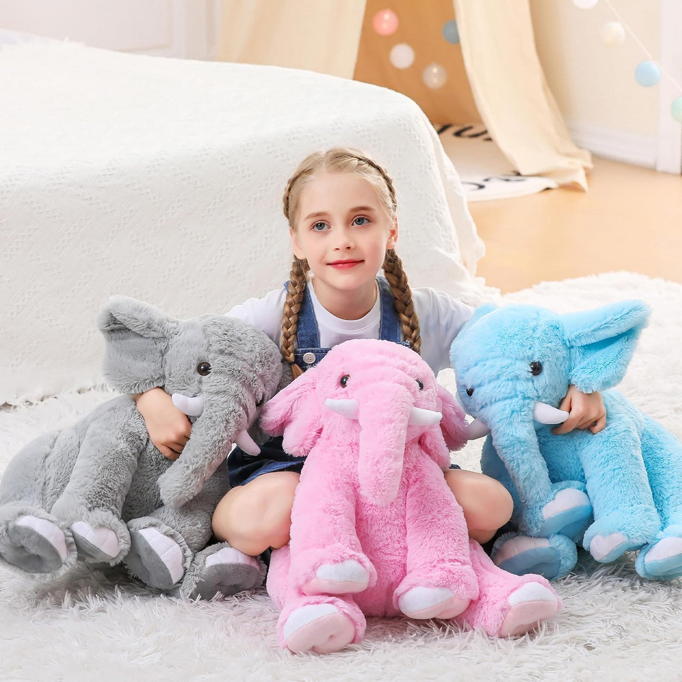JellyMallow Animales de peluche con peso de elefante, 5 libras y 16...