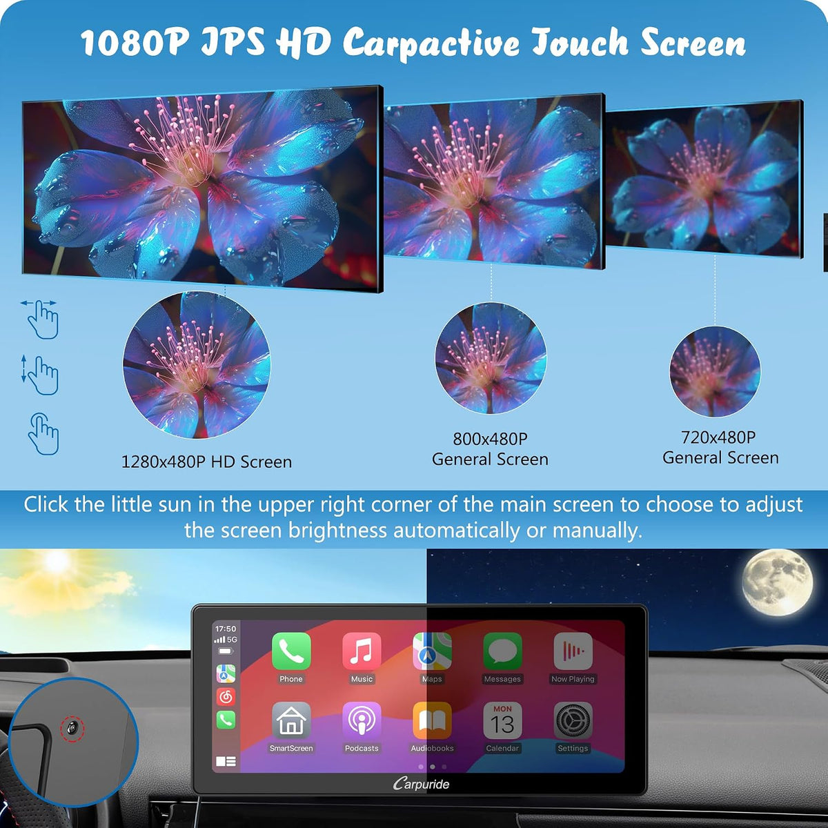 Carpuride W103 Pro 10.3" CarPlay Android Transmisor Bluetooth Auto...