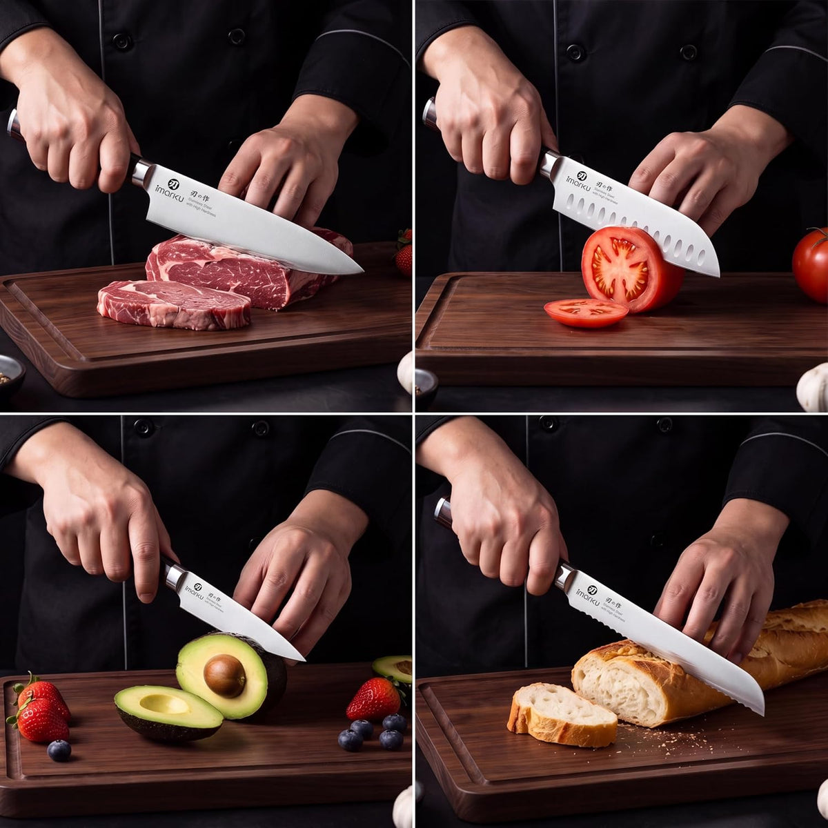 imarku Juego de cuchillos de cocina de 5 piezas, juego de cuchillos...