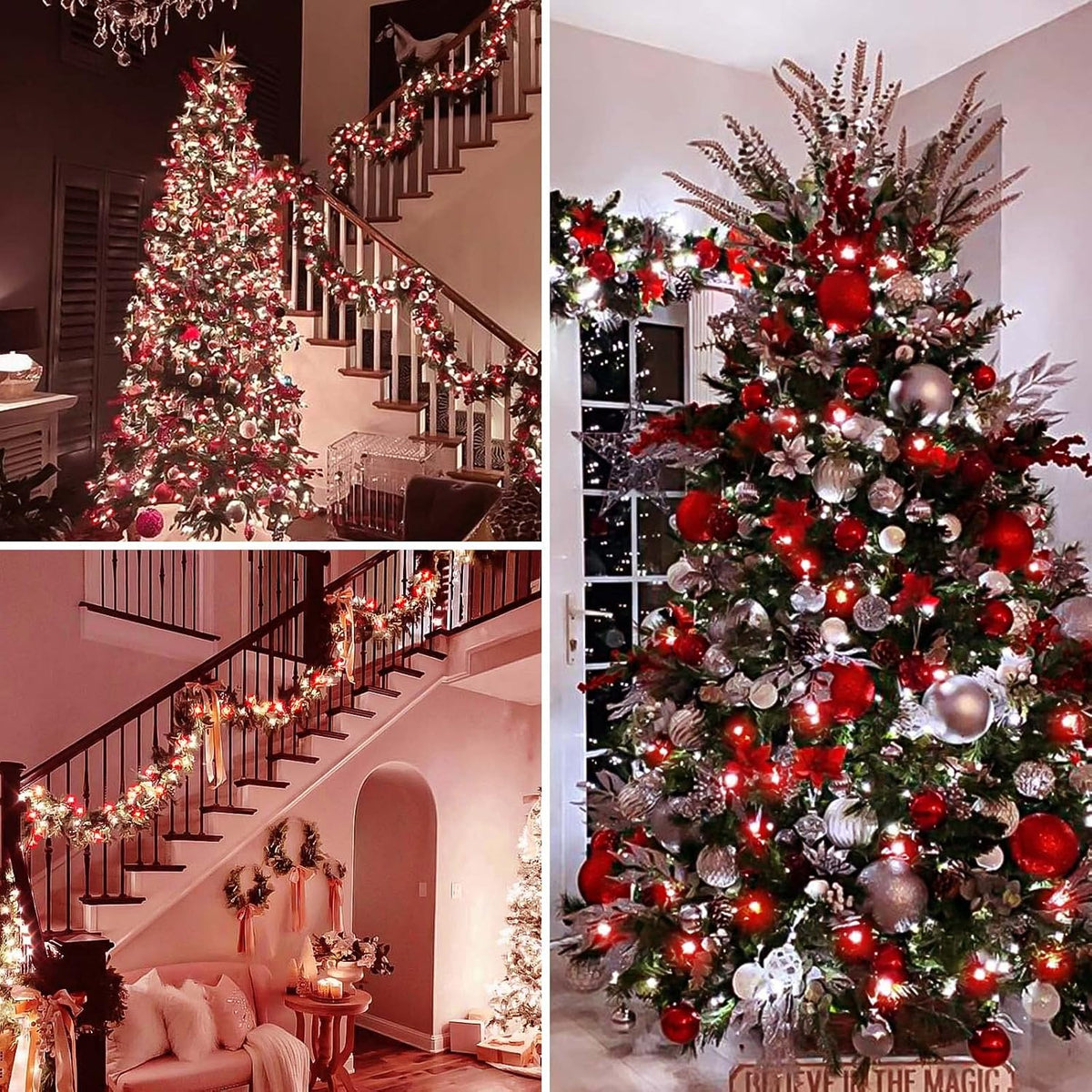 Guirnalda de 200 luces LED conectables, luces de Navidad de 66 pies...