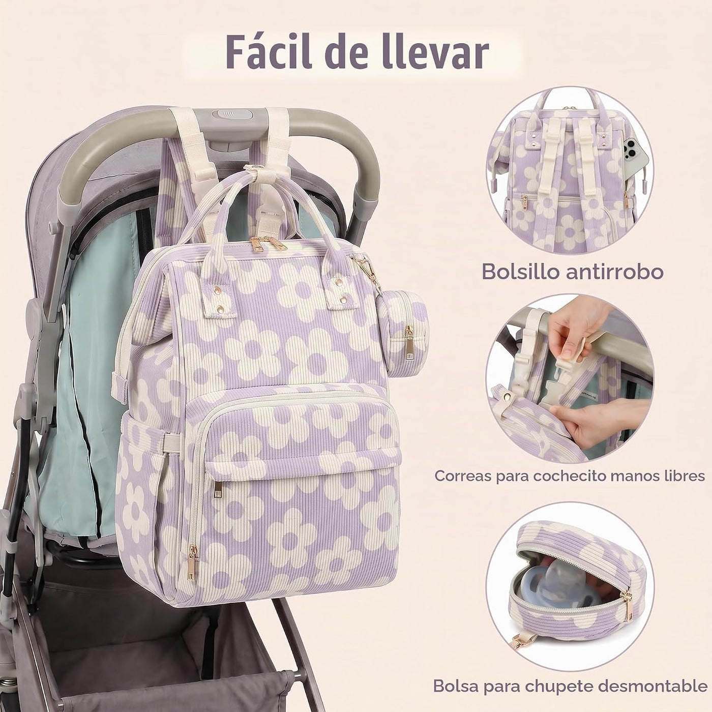 Lrenagao Mochila para pañales de bebé para mamá y papá, bolsa de pa...