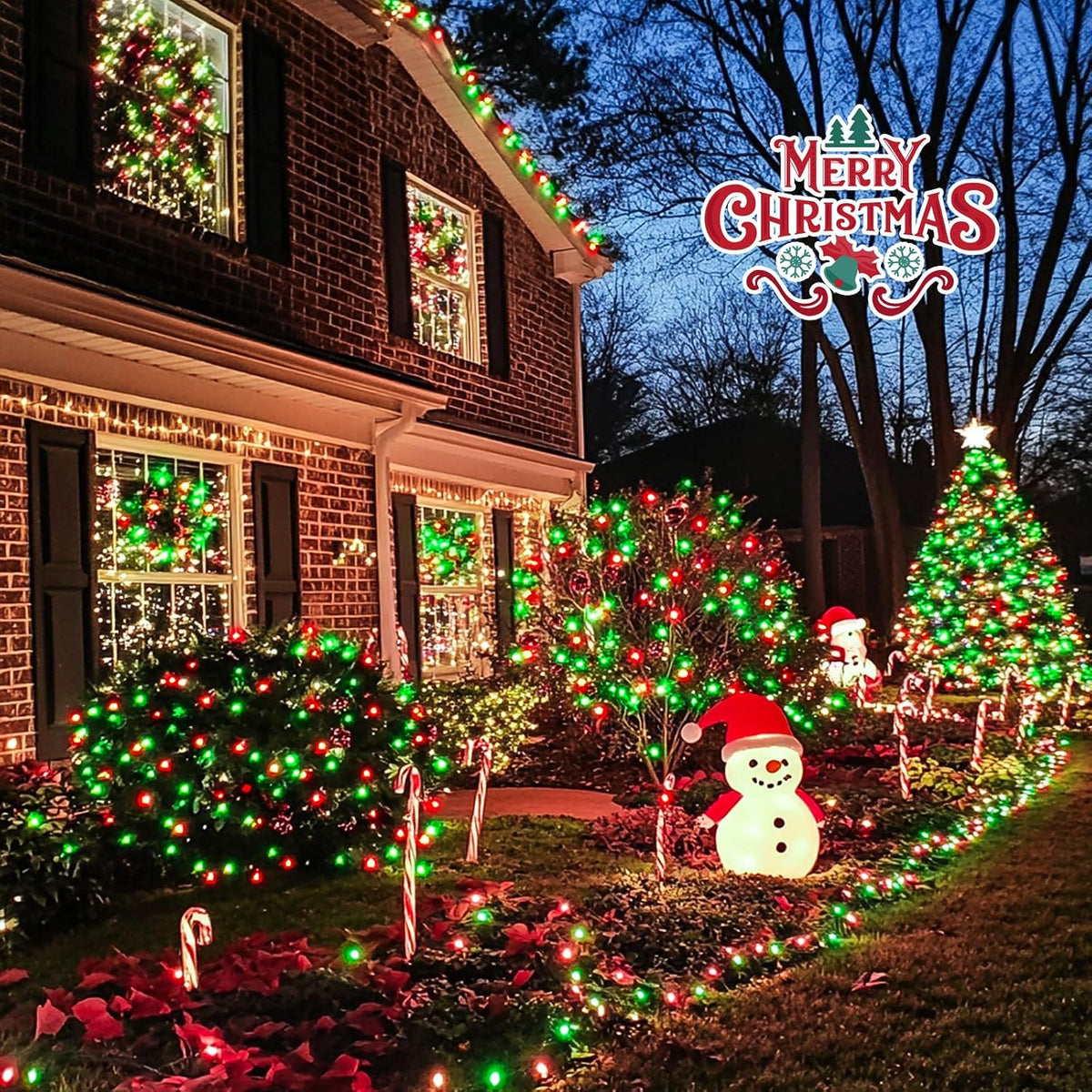 JMEXSUSS 200 luces LED de Navidad rojas, blancas y verdes para exte...