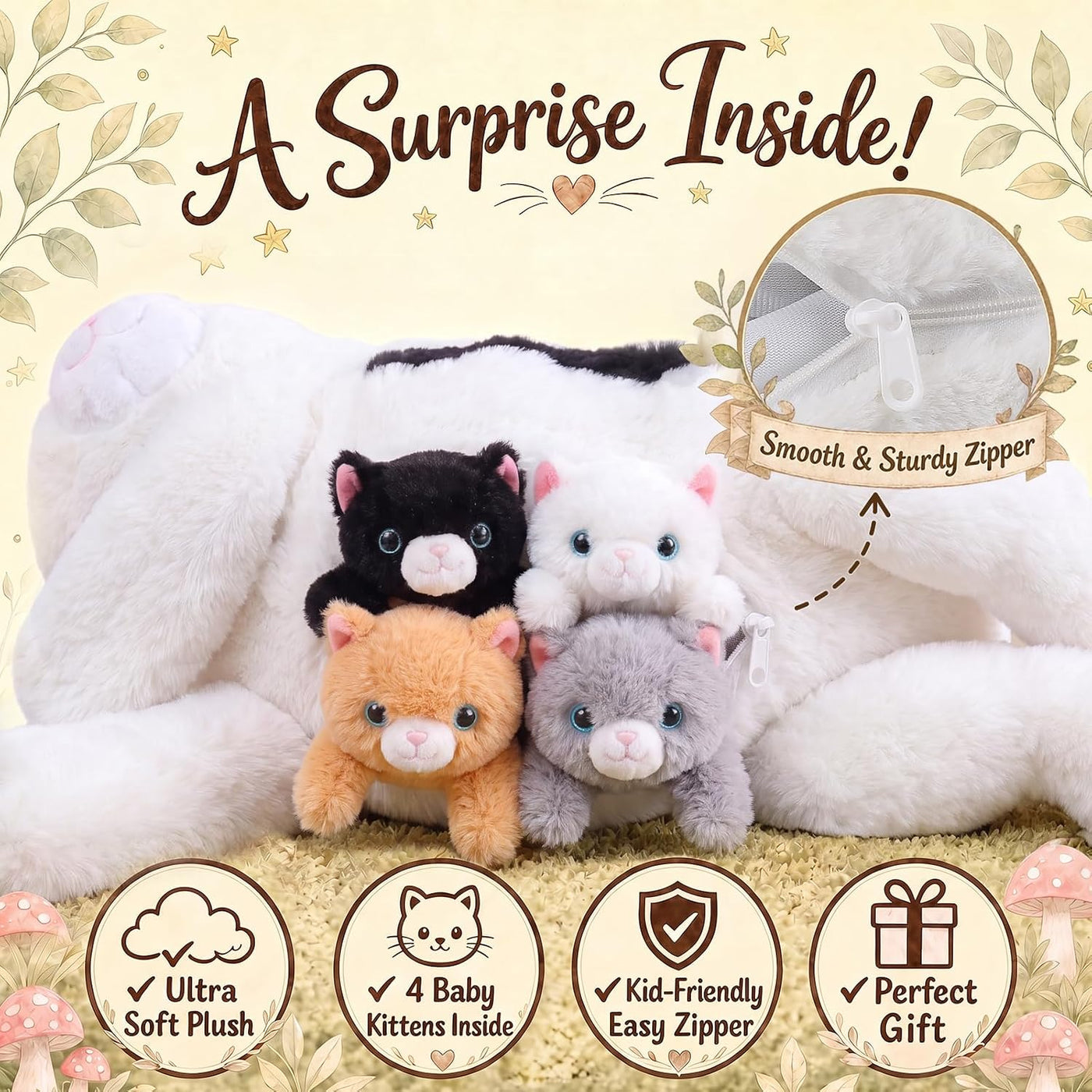 gnomantic 5 Piezas de Animales de Peluche de Gato con Bebés Dentro...