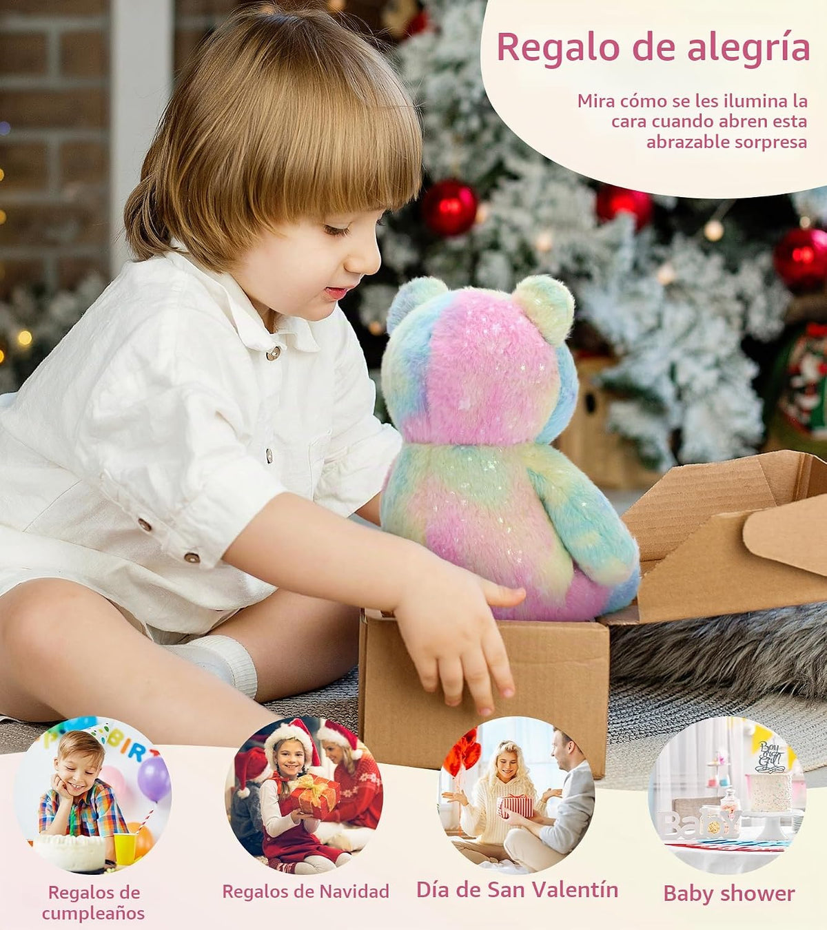 Tezituor Oso de Peluche Arcoíris Animal de Peluche, Lindo Juguete d...