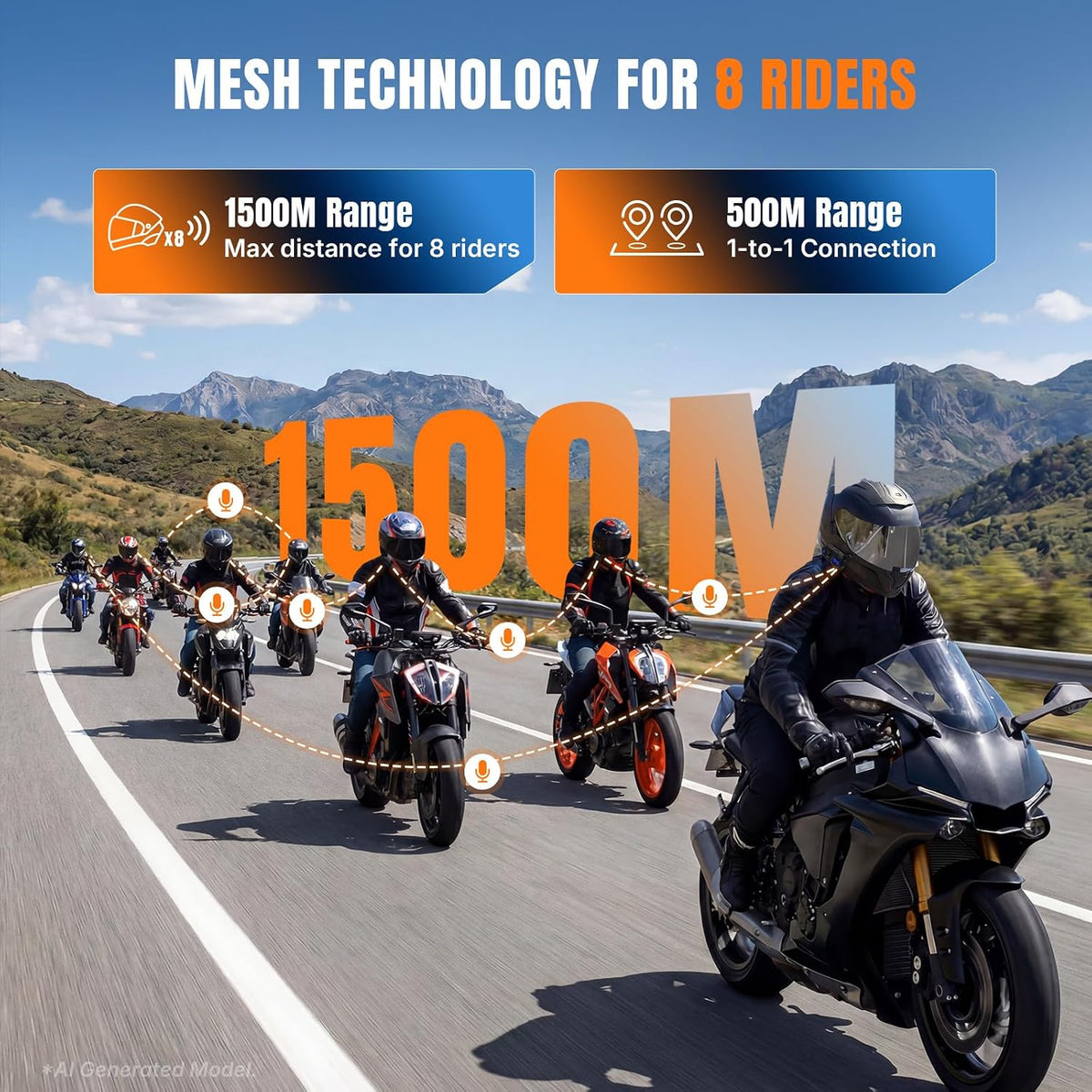 Oumurs Y8X - Auriculares Bluetooth para motocicleta, 8 conductores...