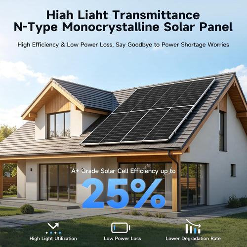 200W Panel Solar 25% Alta Eficiencia N-Tipo 18BB Soldado Plata Fuer...