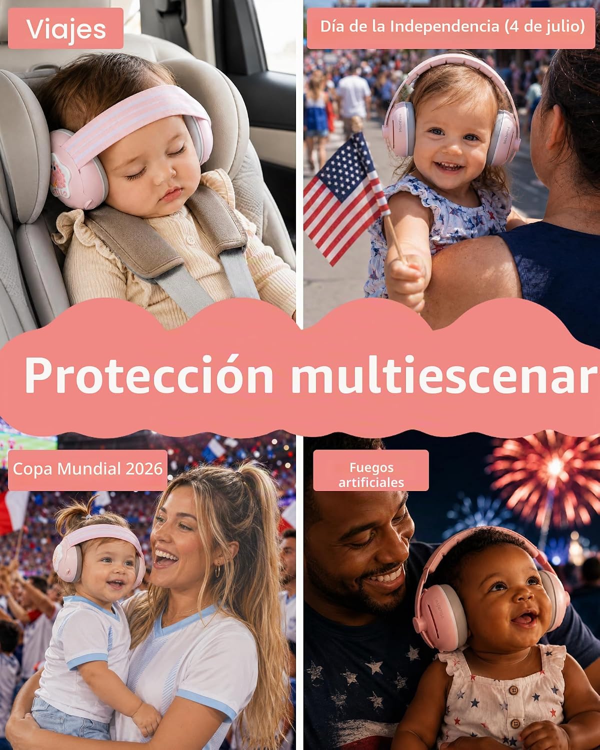 Momfree Fontanel-Safe - Orejeras 2 en 1 para bebé (0-48 meses) | 25...