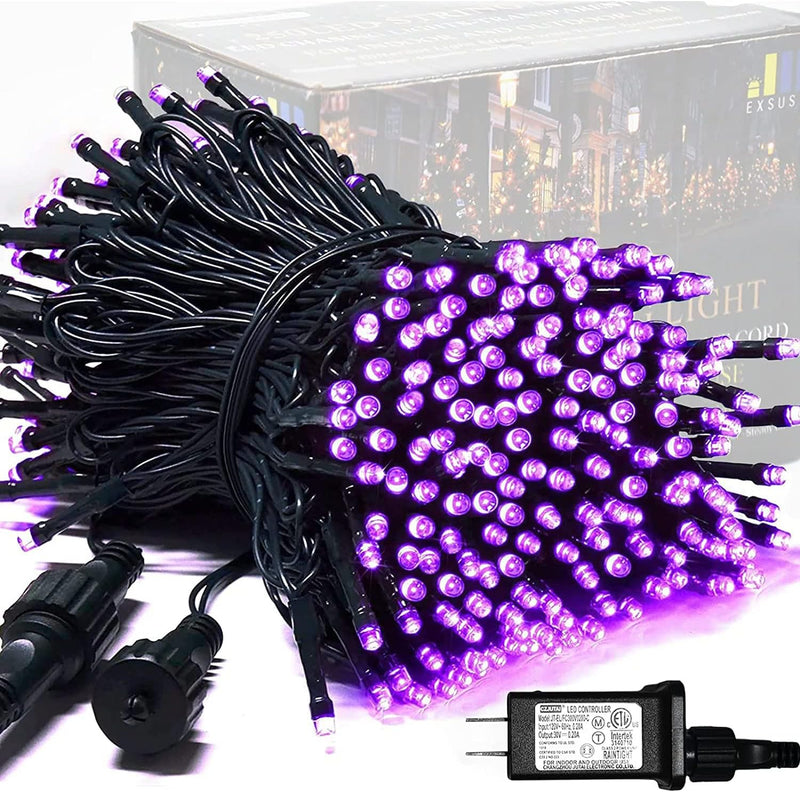 JMEXSUSS 250 luces LED moradas de Halloween, luces moradas conectab...