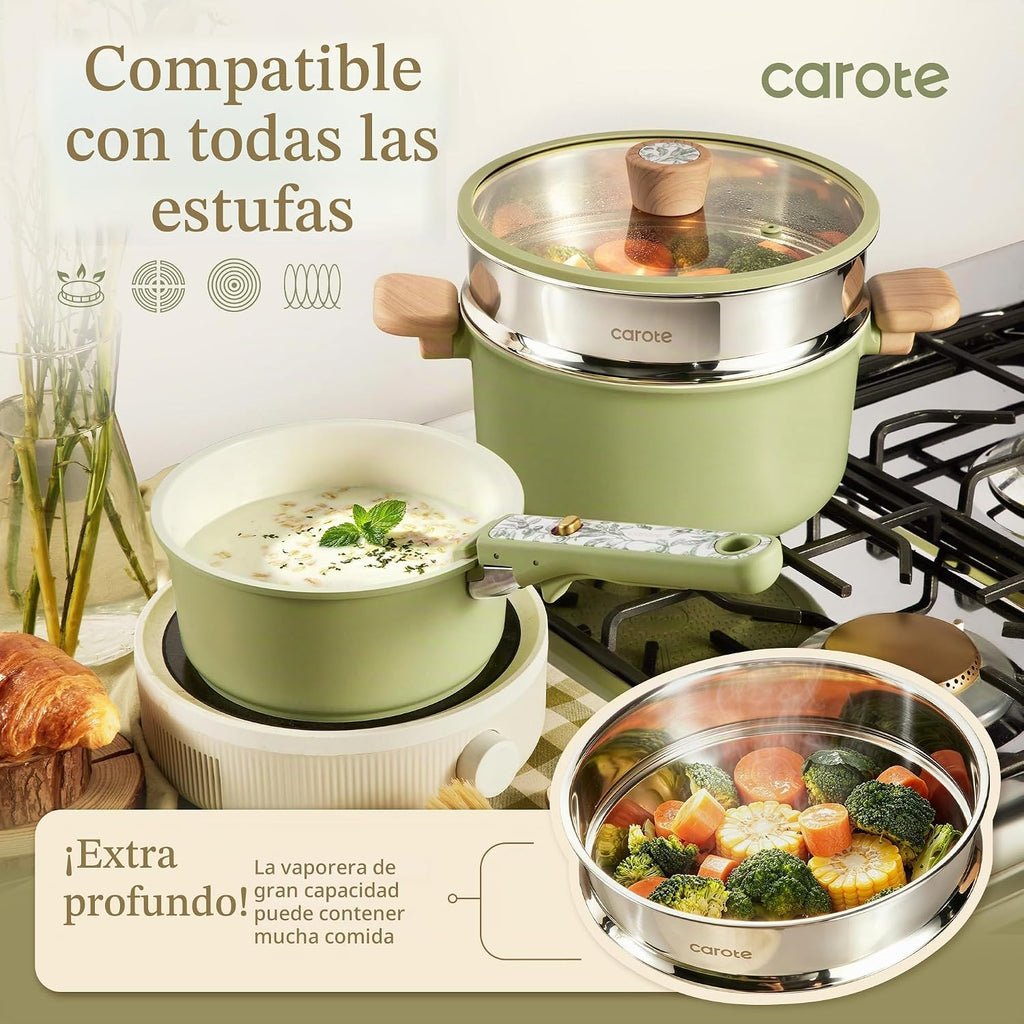 CAROTE Juego de Baterías de Cocina de Cerámica de 42 Piezas, Juego...