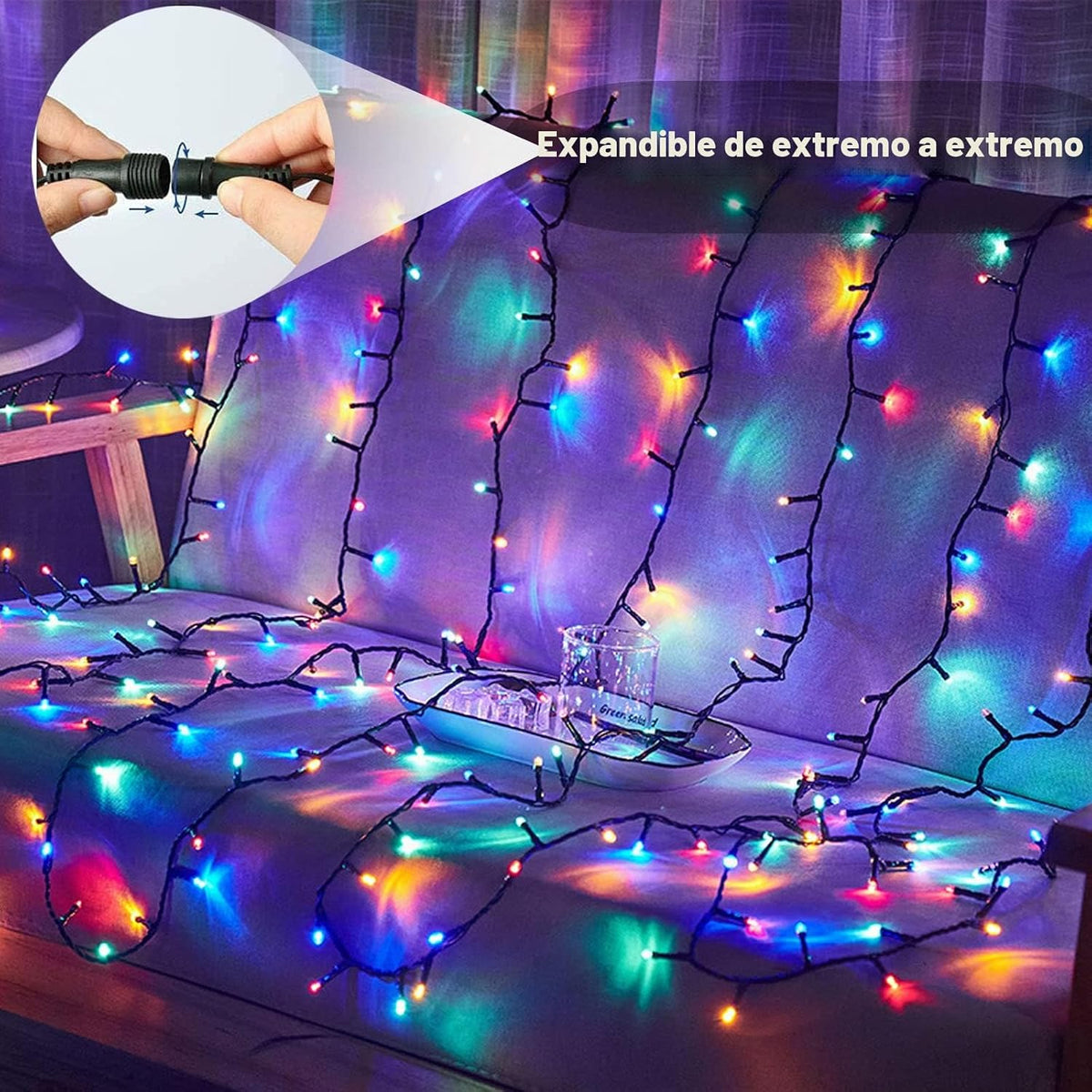 VTECHOLOGY - 300 luces LED multicolor para árbol de Navidad, luz pa...