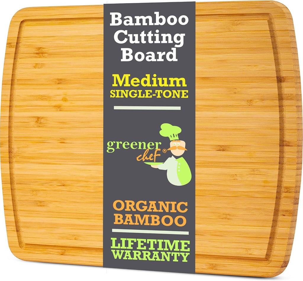 GREENER CHEF Tabla de Cortar de Bambú de 15 Pulgadas con Reemplazos...