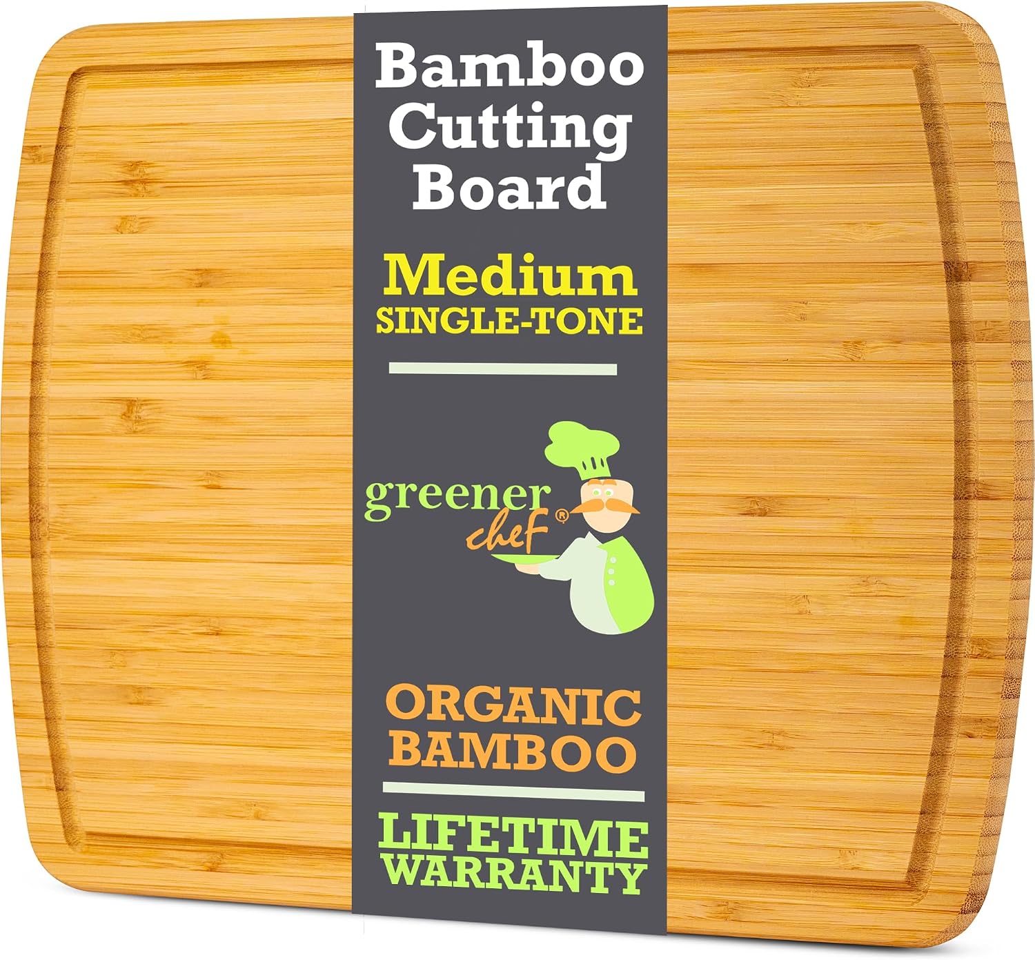 GREENER CHEF Tabla de Cortar de Bambú de 15 Pulgadas con Reemplazos...