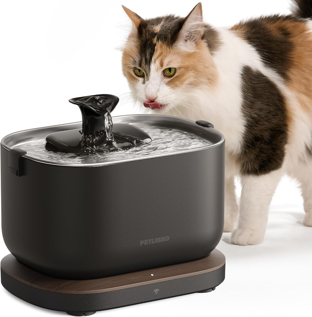 PETLIBRO Fuente de agua para gatos, bandeja de acero inoxidable, mo...