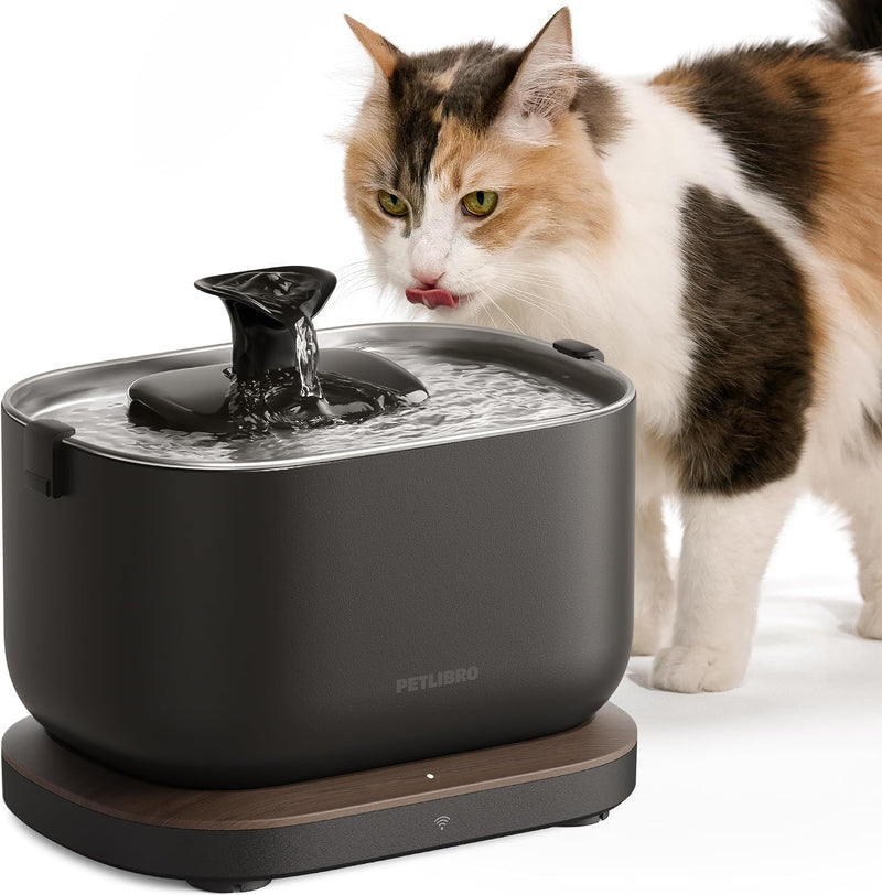 PETLIBRO Fuente de agua para gatos, bandeja de acero inoxidable, mo...