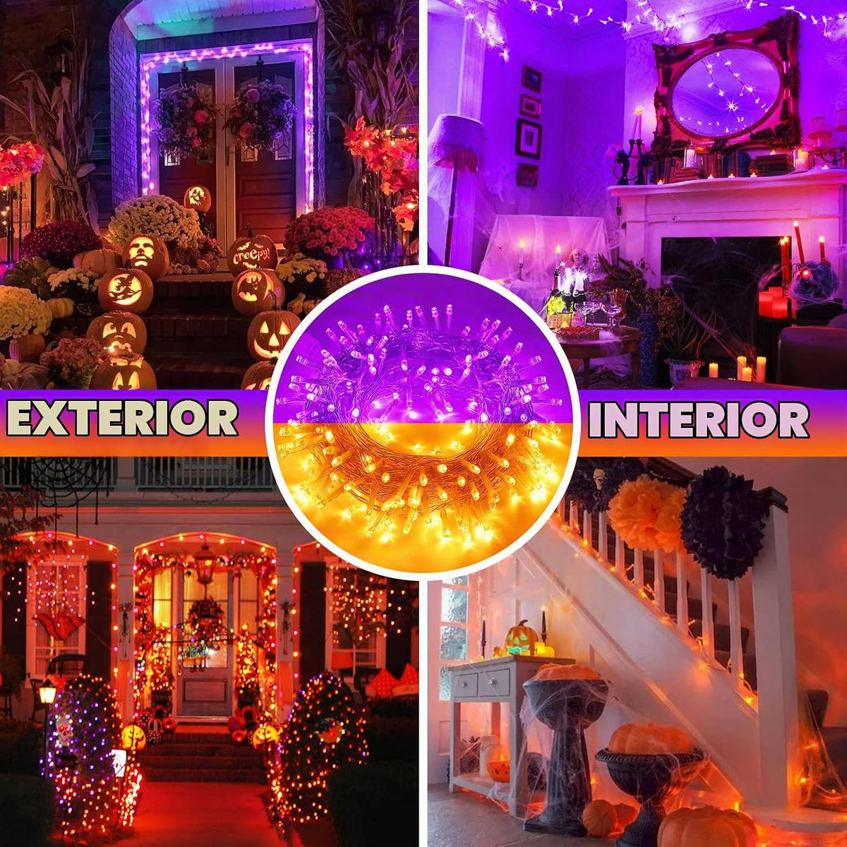 JMEXSUSS Tira de luces de decoración de Halloween, 200 luces LED de...