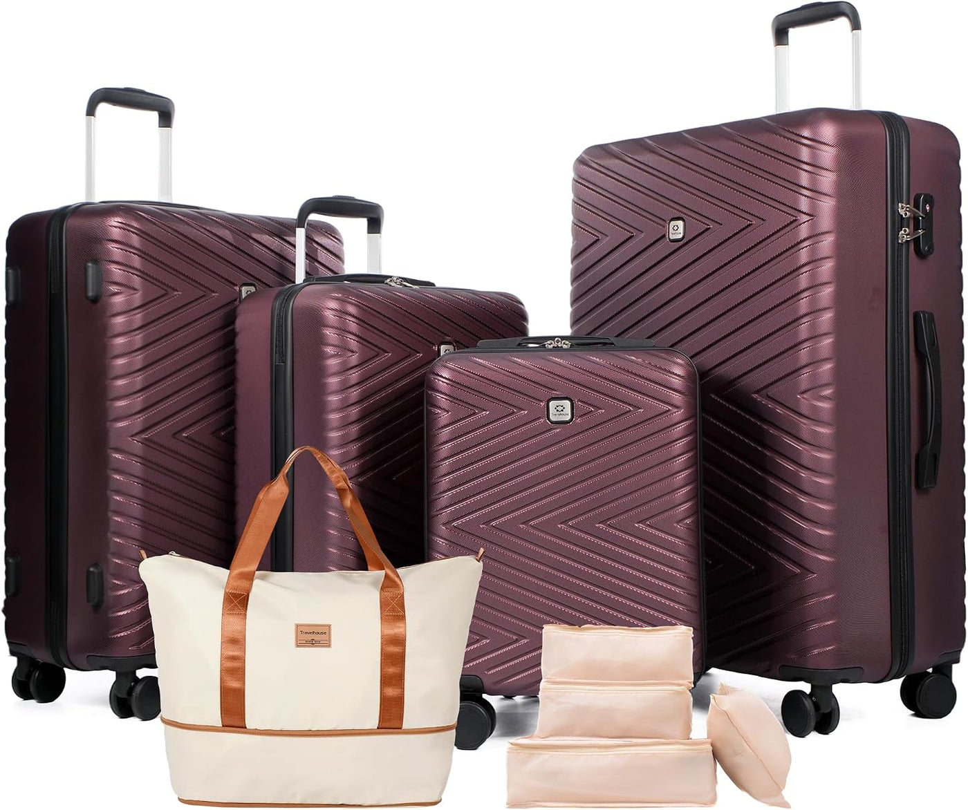 Travelhouse Juego de equipaje, maletas rígidas expandibles de 24 pu...