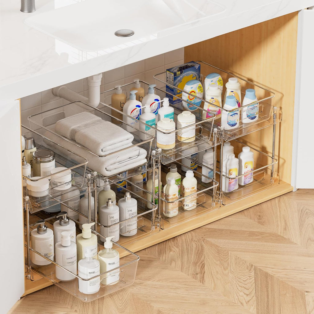 Vtopmart - Organizadores de baño, 4 piezas, 2 niveles, transparente...