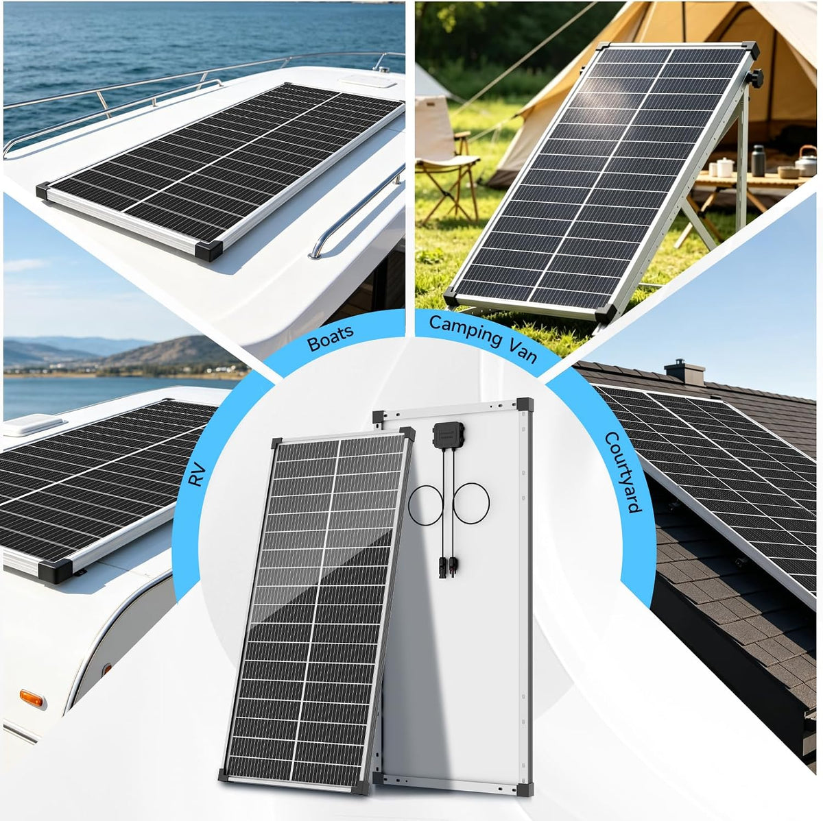 100W Panel Solar 25% Eficiencia Alta Tipo N 18BB Soldado Plata Fuer...