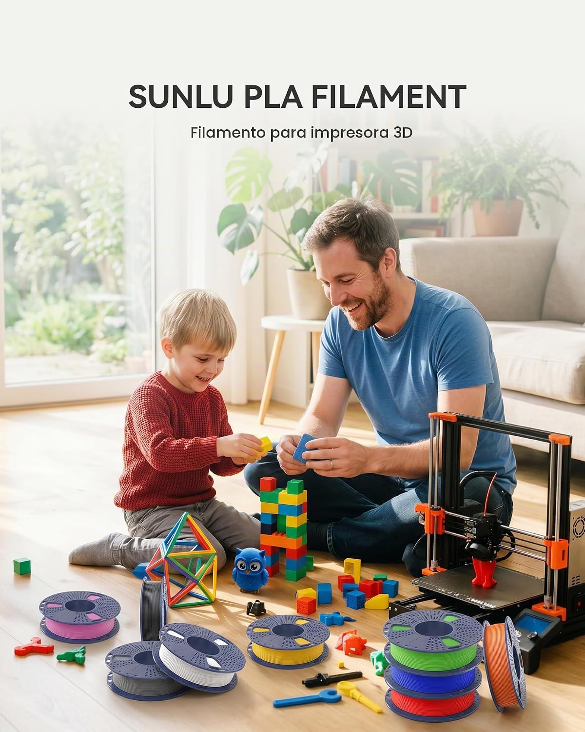 SUNLU - Paquete de filamentos PLA de 0.06 pulgadas, 8 carretes de 0...