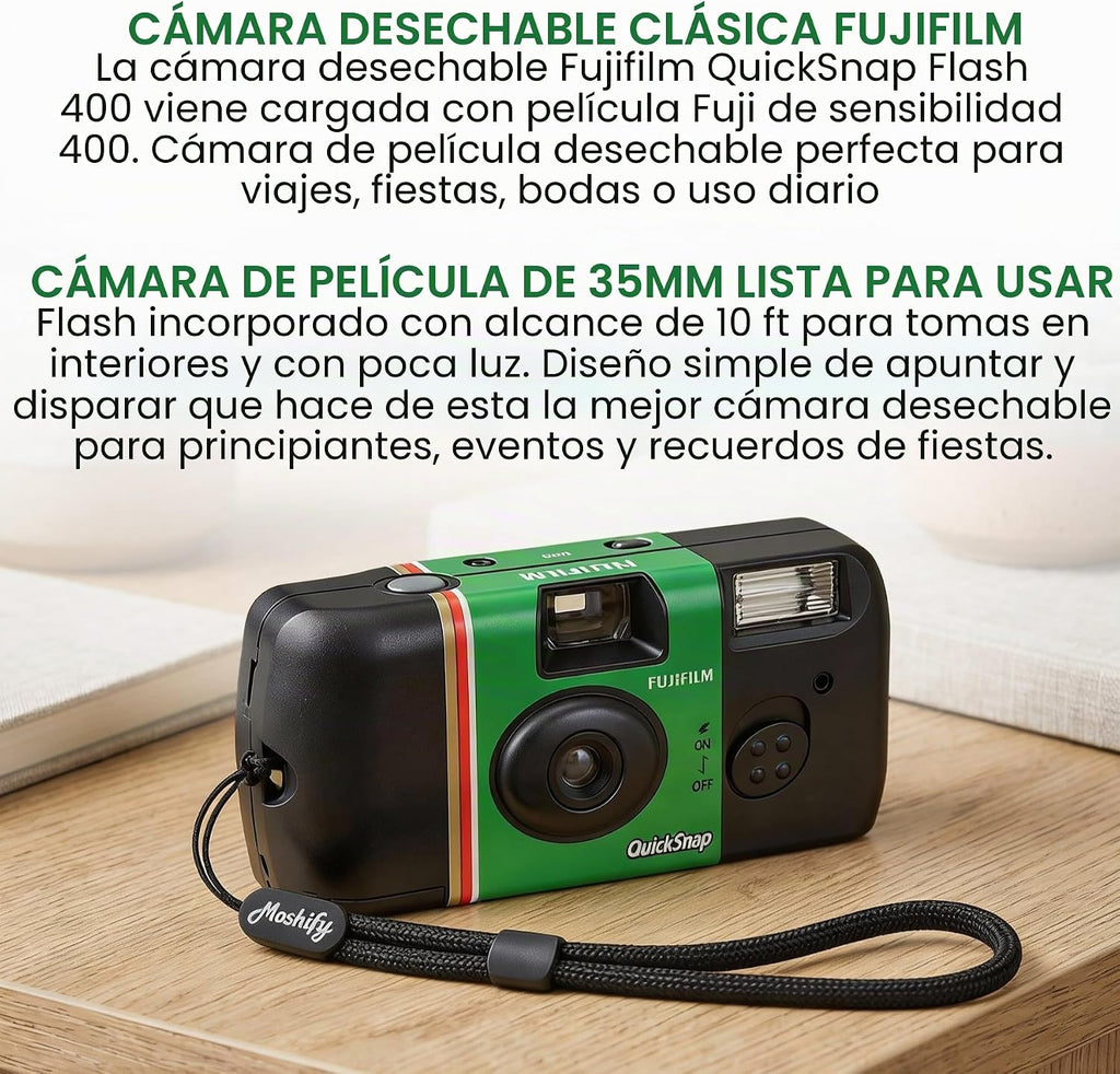 Fujifilm QuickSnap Flash 400 - Cámara desechable de 1.378 in + corr...